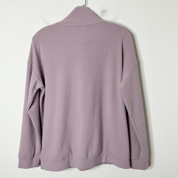 Marc New York Women's Sweater M Purple 1/4 Zip Ribbed Knit Long Sleeve Mock Neck - Picture 4 of 8